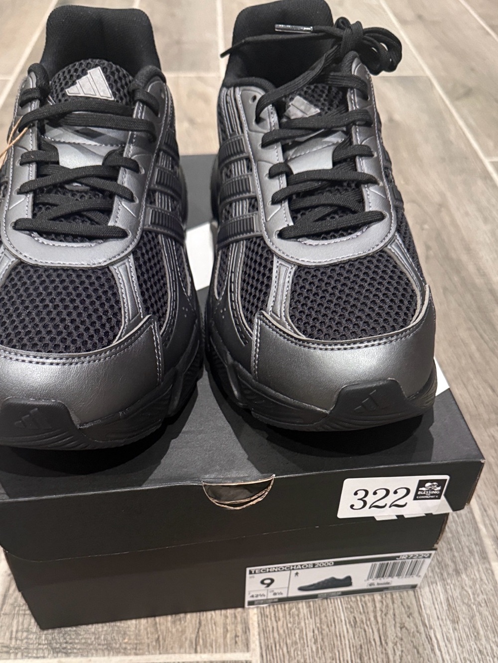 adidas Men’s Black and Gray Mesh Running Sneakers